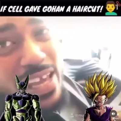 Gohan getting a haircut from cell