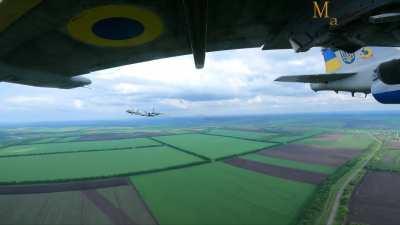 Ukrainian SU-25 performing air sorties at Russian targets with American-supplied unguided ZUNI Rockets