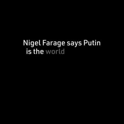 Farage being trolled by guys projecting a Putin Image on him, he was not amused!