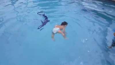 Drowning is the number one leading cause of injury-related deaths in infants and children under the age of five. They can start learning how to swim as young as 6-months of age. Here's a 12 month old swimming across a pool