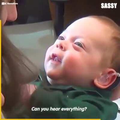 Baby listening for the first time