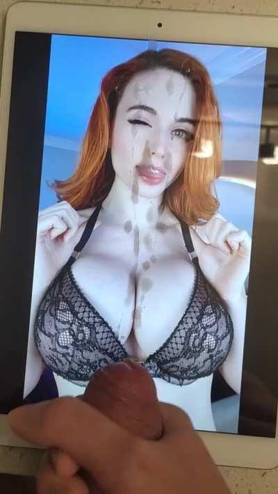 Amouranth big tits had me cumming over them (cum tribute)