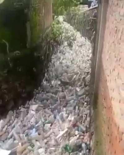 This river is completely filled with plastic