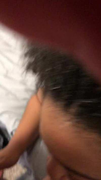 College student gets deep throat blowjob from his ebony high school teacher