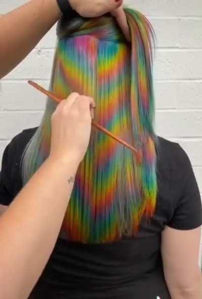 Concealed rainbow melt. Highlights to the bottom layer are also know as peakaboo highlights.