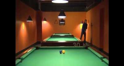 Pool shot using a ping pong ball