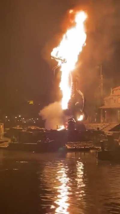 45 ft tall robotic dragon at Disneyland caught fire tonight