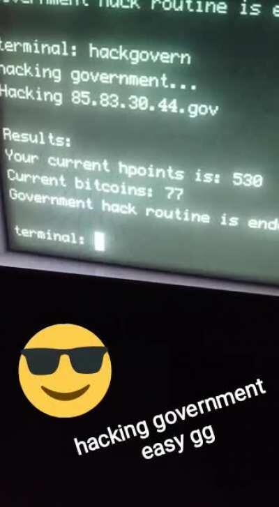 Hello dear hackers I made this hacking script so that I can hack government easily if you want this I sell it on darkweb for 125 bitcoins here is proof its working 😎😎😎😏😏👨‍💻