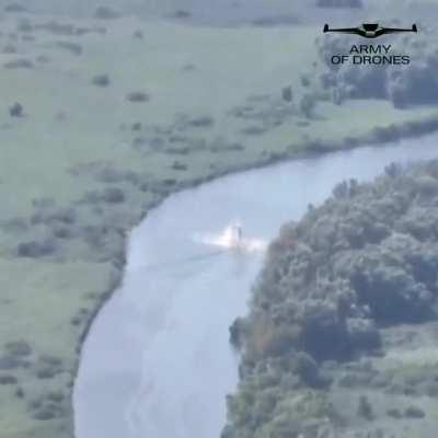 Ukrainian strikes on Russian boats somewhere in Kherson region with the help of FPV drones