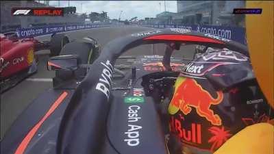 Verstappen overtakes Leclerc for the lead