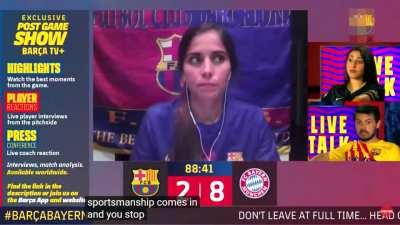 Barcelona commentators being smug at (1-1) to Dead inside at (2-8) vs Bayern Munich [By JollyFlake]