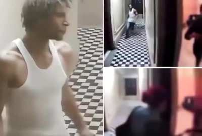 Chilling footage from 2021 shows a 50-year-old woman narrowly escaping a man trying to enter her Bronx apartment by slamming the door in his face just in time.