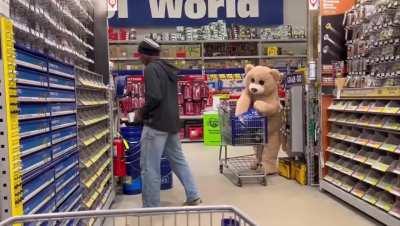 Bear does some cleaning at Lowe’s