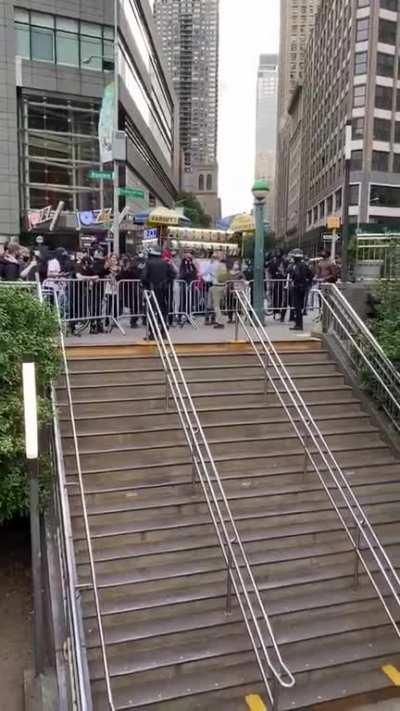 NYPD refusing to let protesters into the subway station so they can get home before curfew starts