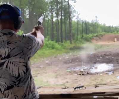 Shooting a ginger ale with the snub cannon