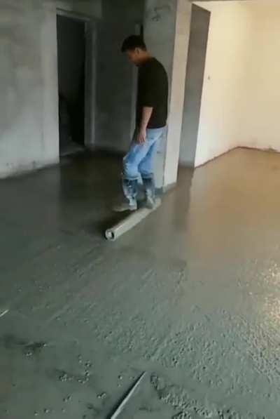 Smoothing the concrete.