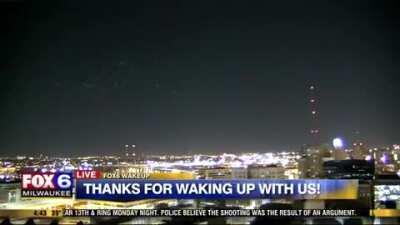 Milwaukee news channel captured a mysterious light show over the city live during their show Tuesday morning. (2/27/18)