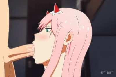 Zero Two giving a blowjob