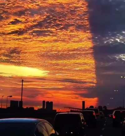 The sky in Florida divided into two parts