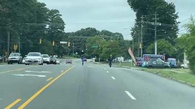 Today on New Hope Church Rd, crossing Atlantic.  Just wild!