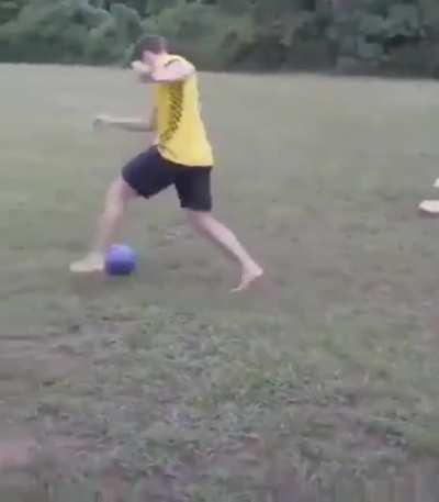 bowling ball soccer barefoot wcgw