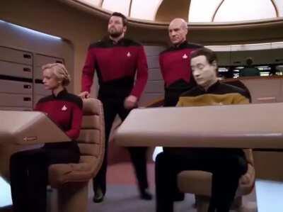 Picard says “Status report.” Riker prefers...