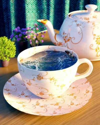 Ocean in a tea cup. Made this in Blender.