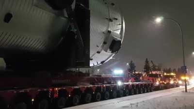 1,640,000 pound petrochemical splitter being transported in Edmonton, Alberta, Canada