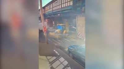 Woman using phone while walking doesn't notice vehicle, gets run over