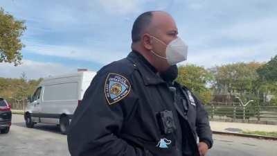 [Vid 2 of 2] Seperate angle of the 2 trump supporters who harassed and threatened voters in Brooklyn, NY. The NYPD officers on scene refused to stop them, and instead began harassing the poll workers who attempted to complain