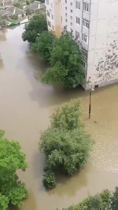 Occupied town of Oleshki is under the water after russians blew up Nova Kakhovka dam.