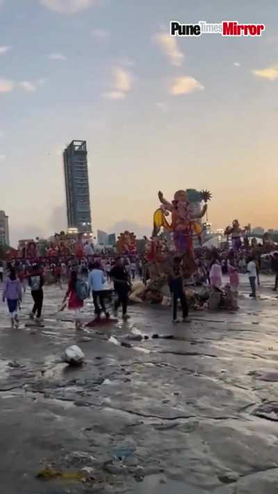 The shores of the Arabian Sea at Chowpatty in South Mumbai can be seen littered with Ganesh idols in a viral video, raising significant environmental concerns. The vibrant beach now faces an urgent cleanup challenge as the discarded idols contribute to po