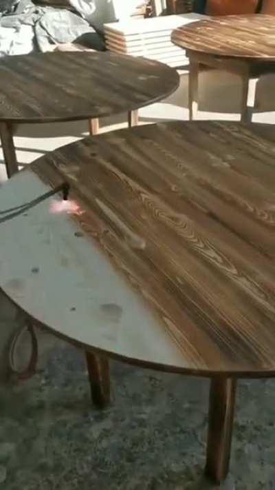 This table being burned