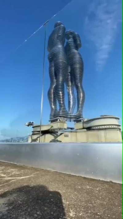 Rotating sculpture ‘Man and Woman’ by Tamara Kvesitadze near the Black Sea in Batumi, Georgia