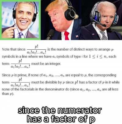 Barack Obama, Donald Trump, and Joe Biden prove Fermat's Little Theorem