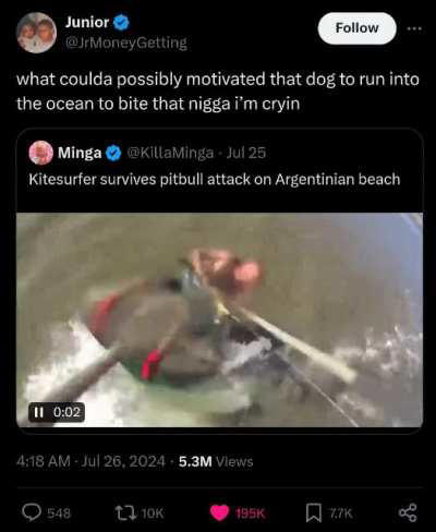 Walking on water just to bite someone is that true hater lifestyle