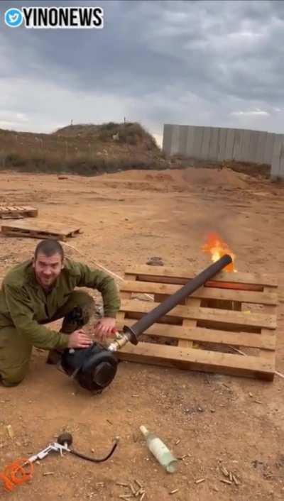 IDF soldier fire a flaming potato at Lebanon and miss