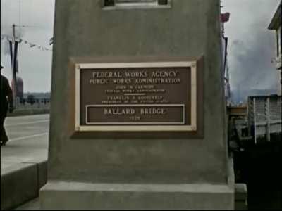 Film of workers constructing the Ballard Bridge, circa 1939