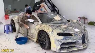 Guys creating a replica of a Bugatti