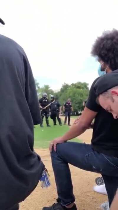 Young man gets arrested for exercising his first amendment rights during a peaceful protest...this is fascist America.