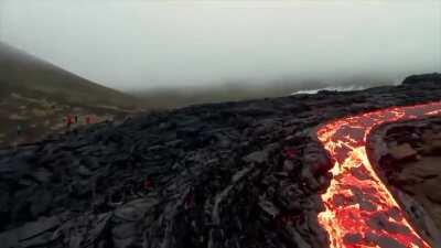 🔥 Drone footage at the volcanic eruption in Fagradalsfjall Iceland 🔥