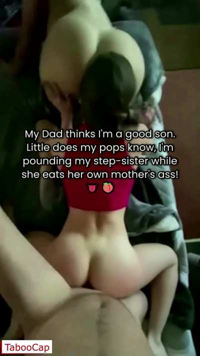 While my drunk dad was asleep, my step-mom watched me fuck a baby in my step-sister's tight pussy