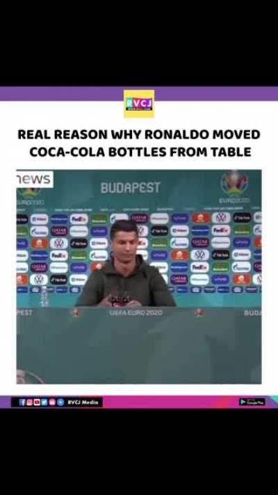 Real reason why Ronaldo moved the coca cola bottles..