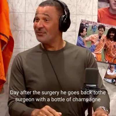 Former footballer Ruud Gullit telling an anecdote about his former coach Arrigo Sacchi