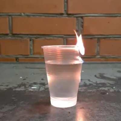 Lighting a cup with water on fire