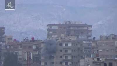 Al-Rahman recoilless team engages a Syrian Army firing position in Jobar, Damascus - March 2017