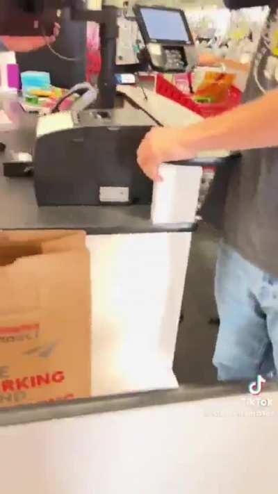 Woman and her grown son argue with cashier’s friend at Staples. “i’ll be outside after this”