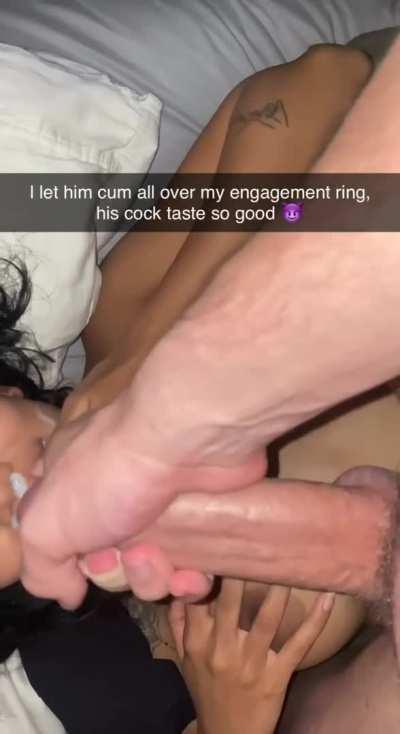 She begged him to cum all over her engagement ring