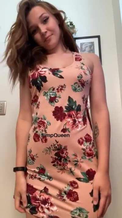 titty drop in a sun dress