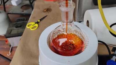 Soxhlet extraction of ghost peppers. First purge.